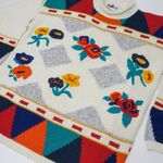Vintage 80s Brandon Orange & Teal Floral Embroidered Sweater Size L Photo 3