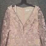 Mac Duggal Floral Applique Long Sleeve Illusion Gown Rose Pink Size 8 70224 Photo 4