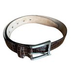 Banana Republic Brown Genuine Leather Belt Size 28 Italian-Made Croc Embossed Photo 5