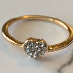 Gold Heart Rhinestone Ring (Size 6) Photo 0