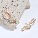 Exquisite light sage green cubic zirconia rose gold dangle earrings NIB Photo 4