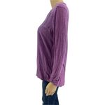 Sonoma (M) Purple Floral Embroidered Roll-Tab Sleeve Henley Tee Shirt Photo 3
