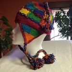 Boho hippie chic bright patchwork ear flap hat Photo 5