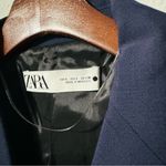 ZARA  Navy Blue Tailored Wool Blend Lapel Collar Long Sleeves Luxury Blazer Sz L Photo 14