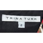 Trina Turk Top Size 2 Black Brown Floral Peplum Short Sleeve Preppy Work Office Photo 2