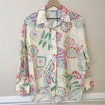 ZARA Button Down Shirt L NWT Summer Print Linen Blend Bohemian Photo 4