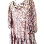BB Dakota Steve Madden Free Spirit Floral Shift Dress Loose Fit Puff Sleeves S Black Photo 5