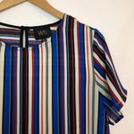 W5 NEW NWOT ANTHROPOLOGIE ANTHRO Blue Cream Red Striped Short Sleeve Work Blouse Photo 3