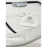 ZARA ‎ Cold Elbow Cutout Ribbed Sweater Crewneck White Black Trim Women's Small Photo 2