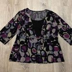 Briggs New York Purple & Black Geometric Top | Shirt | Blouse | Business Casual Photo 0
