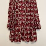 Caslon NEW NWT Floral Print Long Sleeve Drop Waist Mini Dress Burgundy Maroon S Photo 5