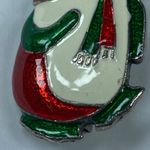 Christmas Holiday Penguin Jewelry Pin Brooch Silver Green Red White Colorful Photo 3