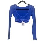 SAVAGE x Fenty NWT Jersey Knit Pointelle Long Sleeve Crop Top Blue Size XS Photo 9