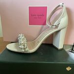Kate Spade NIB Rosa Pearly Stud Ankle-strap Block Heels Ivory Parchment Size 6.5 Photo 2