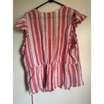 Old Navy Linen Cotton Pink Striped VNeck Wrap & Tie Top Womens sz XXL Beachy Photo 3