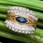 Vintage Blue Sapphire Rhinestone Gold Photo 0