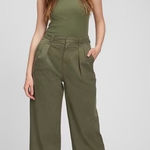 Gap Pleated Wide Khaki Coastal Minimalist Pants In Army Green Size 16 Photo 0
