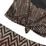 Chic Zigzag Patterned 2pc Skirt Set Black and Gold Dress Size M Photo 2