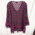 Fashion Bug  Plus Size 2X Top Embellished Tunic Blouse Sheer‎ Flowy Bohemian 1242 Photo 1