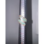 STERLING SILVER NATIVE AMERICAN NAVAJO 925 TURQUOISE & CORAL INLAY WRAP RING LB Blue Photo 4