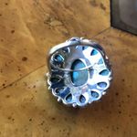 Real White Buffalo Blue Turquoise Sterling Silver Cocktail Ring Size 9 Photo 4