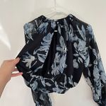 Sugar Lips ANTHROPOLOGIE Emilie Floral Mock Neck Crop Top Black Blue Long Sleeve Photo 10