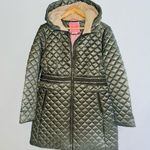 Kate Spade Quilted Hooded Sherpa Trim Coat sz L Photo 0