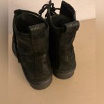 Seychelles women black metallic leather faux fur lace up combat boots size 6 Photo 7