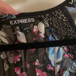 EXPRESS Long Floral Sheer Kimono Duster Cardigan Lace Trim Black Pink Size Small Photo 3