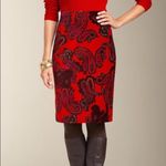 Talbots Red Black Paisley Velvet Skirt 6 NWT Photo 1