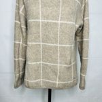 Madewell Sweater Sz S Brown Wool Blend Windowpane Turtleneck Pullover Tan Brown Photo 2