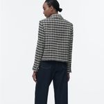 ZARA  Luxury Ecru/Black Textured Long Sleeves Lapel Collar Short Blazer Sz M Photo 5