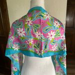 Lilly Pulitzer Lilly Pulitzer Silk Scarf Pink Floral Paisley Ford 2004 Breast Cancer Ribbon Photo 2