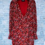 The Kooples FLOWING RED DRESS WITH FLORAL MOTIF SIZE 0 Photo 2