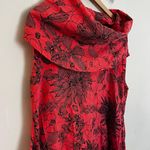 Bryn Walker - Noa Tunic Red Floral Lightweight Linen Elegant Cowl Neck Oversize Photo 2
