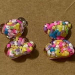 None Confetti Sprinkle Fashion Statement Novelty‎ Gummy Bear Stud Earring Clear Pink Photo 0