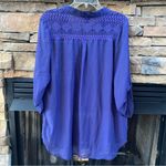 Rue 21 Royal blue tunic blouse lace embroidered size XL relaxed roll button sleeves Photo 1