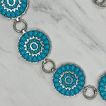 Chunky Blue Studded Concho Silver Chain Belt XS/Small (XS/S) Western Statement ✨ Photo 5
