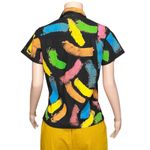BIG BUD Pantry Button Up Blouse, Rainbow Paint Stroke, XXS Black Photo 5