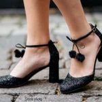 Kate Spade black ankle wrap glitter shoes, made in Italy, size 7, NWT Photo 1