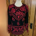 Vintage 90s Handknit Floral Sweater Red Size M Photo 8