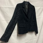 INC International Concepts Faux Suede Floral Black Blazer Size 8 Button Front Photo 2