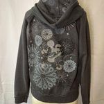 Disney  Parks Disneyland Womens L Mickey Mouse Zip Up Hoodie Raw Hem Fireworks Photo 0