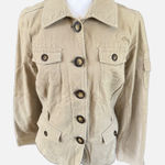 Mossimo Supply Co Mossimo Tan button front Utility Jacket with pockets cotton stretch layering Photo 0