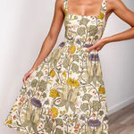 Averie Zalia Pleated Dress Efflorescence Print on Ivory Size XXL Green Photo 0