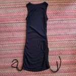 BLACK BASIC RIBBED RUCHED TIE BOTTOM TANK DRESS Size M Photo 1