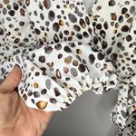 J.O.A. Cropped Leopard Print Wrap Crop Top Large Animal Print Long Puffed Sleeve Photo 4