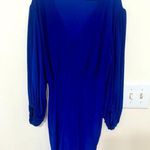 Blue Asymmetrical Neck Dolman‎ Sleeve Bodycon Dress Size L Photo 0