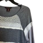 Multiples Top Womens Medium Gray Multicolor Stripe Fringe Stretch Blouse Photo 2