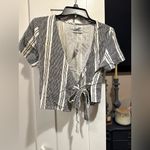 Urban Outfitters NWT Outfitter Striped Wrap Tie-Front Cropped Top Photo 4
